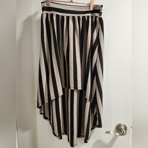 Forever 21 Black and Beige Striped High-Low Skirt